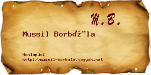Mussil Borbála névjegykártya